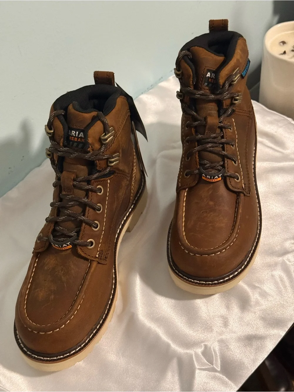 Ariat Women’s Distressed  Rebar Work Boots! Waterproof and NWT